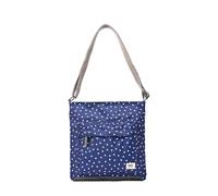 ROKA London Kennington Crossbody Recycled Canvas Navy Polka Dot