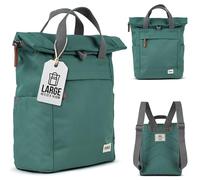 ROKA London Roll Top Backpack - Large Canvas Rucksack for Men & Women with Magnetic Closure & Multi Pockets for Work, School, & Travel - The Finchley, Sage
