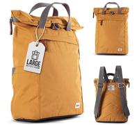 ROKA London Roll Top Backpack - Large Canvas Rucksack for Men & Women with Magnetic Closure & Multi Pockets for Work, School, & Travel - The Finchley, Flax