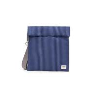 ROKA London Stratford Small Recycled Nylon Crossbody Bag Dark Denim Pinstripe