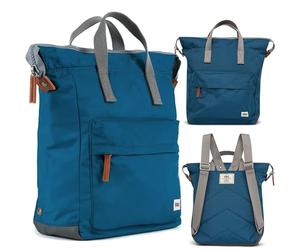 ROKA London The Bantry Tote Backpack Bag, Medium, Marine Blue | Laptop Compartment, Multi Pockets, Adjustable Straps, for Work, School & Travel