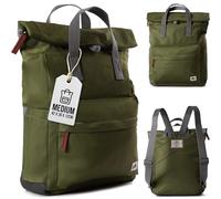 ROKA London Travel Backpack - Medium Nylon Roll Top Backpack for Women & Men - Roll Top Rucksack with Magnetic Closure - Ideal for Work, School, or Travel - The Canfield, Avocado