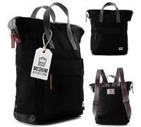 ROKA London Travel Backpack - Medium Nylon Roll Top Backpack for Women & Men - Roll Top Rucksack with Magnetic Closure - Ideal for Work, School, or Travel - The Canfield, Black