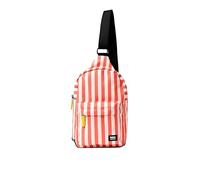 ROKA London Willesden Sling Bag Recycled Canvas Crossbody Backpack, Water-Resistant Lightweight Chest Bag for Travel, Commuting & Everyday Essentials - Coral Stripe Print