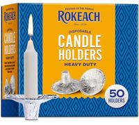 Rokeach Shabbat Candle Holders (50 Count) Extra Heavy Duty Disposable Aluminum Bobeches for Candlesticks, Fits All Standard Candle Sticks