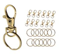 ROKEL 24 Pcs Swivel Lobster Clasps Keychain Hooks with Key Rings - 38mm,12 Pcs Antique Brass Metal Key Chain Clips with 12 Pcs Split Rings for Jewellery Making & Crafts (Antique Brass, 24 Pcs)