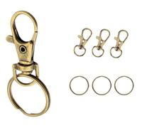 ROKEL 6 Pcs Swivel Lobster Clasps Keychain Hooks with Key Rings - 38mm, 3 Pcs Antique Brass Metal Key Chain Clips with 3 Pcs Split Rings for Jewellery Making, Lanyards & Crafts (Antique Brass, 6 Pcs)