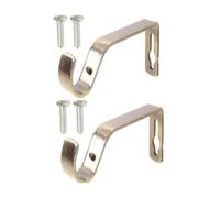 ROKEL Curtain Pole Bracket 19mm - Set of 2 Antique Brass Metal Heavy Duty Curtains Rod Wall Brackets with Screws for Secure Hold, Easy Install for Perfect Curtain Rail Support (Antique Brass, 19mm)