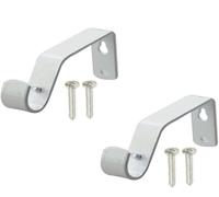 ROKEL Curtain Pole Bracket 19mm - Set of 2 Metal Heavy Duty Curtains Rod Wall Brackets with Screws for Secure Hold, Rust Resistant, Easy Install for Perfect Curtain Rail Support (White, 19mm)