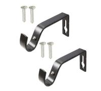 ROKEL Curtain Pole Bracket 28mm - Set of 2 Black Metal Heavy Duty Curtains Rod Wall Brackets with Screws for Secure Hold, Rust Resistant, Easy Install for Perfect Curtain Rail Support (Black, 28mm)