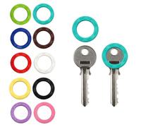 ROKEL Key Covers Caps 10 Pcs -Round Coloured Silicone Key Caps for Yale & House Door Keys, Large Flexible Key Identifiers, Colour Coded Key Toppers, Soft Key Organiser Protectors