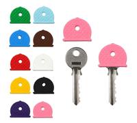 ROKEL Key Covers Caps 10 Pcs - Semi Circle Coloured Silicone Key Caps for Yale & House Door Keys, Large Flexible Key Identifiers, Colour Coded Key Toppers, Soft Key Organiser Protectors