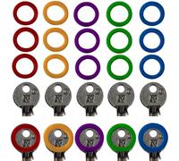 ROKEL Key Covers Caps - 15 Pcs Round Coloured Silicone Key Caps, Large Key Covers for Yale & House Door Keys, Flexible Key Identifiers, Key Toppers & Colour Coded Key Organiser (Round X 15)