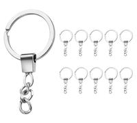 ROKEL Keychain Rings - 30mm, 10 Pcs Strong Metal Split Key Ring Hoops, Jump Rings & Keyring Blanks for DIY Crafts, Resin Keychains & Jewellery Making (10)