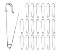 ROKEL Large Safety Pins - 20 Pcs, 55mm Silver Heavy Duty Stainless Steel Blanket & Kilt Pins for Clothes, Quilting Crafts Jewellery Brooch Making (55mm-Silver, 20 Pcs)