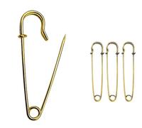 ROKEL Large Safety Pins - 3 Pcs, 100mm Golden Extra Large Heavy Duty Stainless Steel Blanket & Kilt Pins for Clothes, Quilting Crafts Jewellery Brooch Making (100mm-Golden, 3 Pcs)