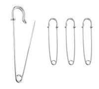 ROKEL Large Safety Pins - 3 Pcs, 55mm Silver Heavy Duty Stainless Steel Blanket & Kilt Pins for Clothes, Quilting Crafts Jewellery Brooch Making (55mm-Silver, 3 Pcs)