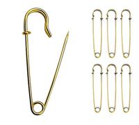 ROKEL Large Safety Pins - 6 Pcs, 100mm Golden Extra Large Heavy Duty Stainless Steel Blanket & Kilt Pins for Clothes, Quilting Crafts Jewellery Brooch Making (100mm-Golden, 6 Pcs)