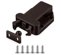 ROKEL Push to Open Cabinet Latch - 2 Pcs, Brown Non-Magnetic Touch Release Catch for Cupboard Doors and Drawers, ABS Push Latch for Kitchen Cabinets, Wardrobes and Furniture