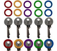 ROKEL Round Key Covers Caps - 10 Pcs Coloured Silicone Key Caps, Large Key Covers for Yale & House Door Keys, Flexible Key Identifiers, Key Toppers & Colour Coded Key Organiser (Round X 10)