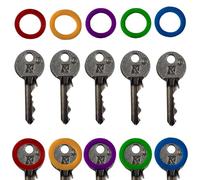 ROKEL Round Key Covers Caps - 5 Pcs Coloured Silicone Key Caps, Large Key Covers for Yale & House Door Keys, Flexible Key Identifiers, Key Toppers & Colour Coded Key Organiser (Round X 5)