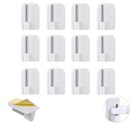 ROKEL Self Adhesive Net Curtain Hooks 12 Pcs, Plastic Sticky Window Hooks for Net Curtain Rods, No Drill Curtain Rod Holders for UPVC Windows & Doors, Strong White Hooks for Home & Office (12 Pack)