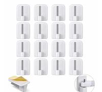ROKEL Self Adhesive Net Curtain Hooks 16 Pcs, Plastic Sticky Window Hooks for Net Curtain Rods, No Drill Curtain Rod Holders for UPVC Windows & Doors, Strong White Hooks for Home & Office (16 Pack)
