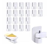 ROKEL Self Adhesive Net Curtain Hooks 20 Pcs, Plastic Sticky Window Hooks for Net Curtain Rods, No Drill Curtain Rod Holders for UPVC Windows & Doors, Strong White Hooks for Home & Office (20 Pack)