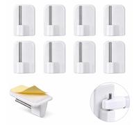 ROKEL Self Adhesive Net Curtain Hooks 8 Pcs, Plastic Sticky Window Hooks for Net Curtain Rods, No Drill Curtain Rod Holders for UPVC Windows & Doors, Strong White Hooks for Home & Office (8 Pack)