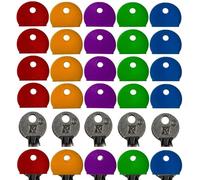 ROKEL Semi Circle Key Covers Caps - 20 Pcs Coloured Silicone Key Caps, Large Key Covers for Yale & House Door Keys, Flexible Key Identifiers, Key Toppers & Colour Key Organiser (Semi Circle X 20)
