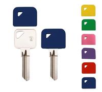 ROKEL Square Key Caps Covers 2 Pcs - Blue Flexible Silicone Key Covers for Standard House Keys, Colour Coded Key Identifiers, Soft Key Protectors for Home, Office, Garage & Rental Keys