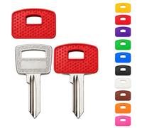 ROKEL Square Key Covers Caps - 2 Pcs Red Silicone Key Caps, Large 25-30mm Key Covers for Yale & House Door Keys, Flexible Key Identifiers, Key Toppers, Markers & Colour Coded Key Organiser