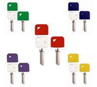 ROKEL Square Key Covers Caps - 5 Pack Large Silicone Key Covers for Yale & House Door Keys, Colour Coded Flexible Key Identifiers, Soft Protective Key Caps for Easy Key Organisation (25-30mm)
