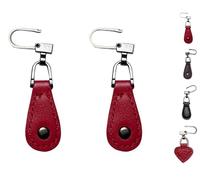 ROKEL Zipper Puller Replacement - 2 Pack Red Leather Zip Pull Repair, Durable Zip Tags for Backpacks, Jackets, Luggage, Suitcases & Bags - Easy Fix Broken Zip Extension (Red Tear Drop, 2 Pack)