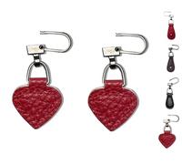 ROKEL Zipper Puller Replacement - 2 Pack Red Leather Zip Pull Repair, Durable Zip Tags for Backpacks, Jackets, Luggage, Suitcases & Bags - Easy Fix Broken Zip Extension (Red Heart, 2 Pack)