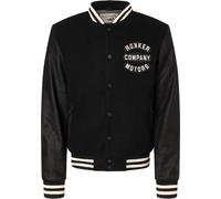 Rokker College Motorcycle Leather/Textile Jacket, black-white, size XL for Men