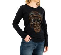Rokker LA Catrina Ladies Fashionable Casual Wear Long Sleeves T-Shirt Black