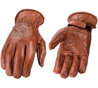 Rokker Tattoo Skull Motorcycle Gloves, brown, size S