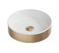 ROKO Fluted Round Brushed Brass Countertop Basin 360mm