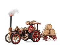 ROKR 3D Puzzle Car Model Kits for Adults to Build Vintage Car Locomotive St | Reverse motion Illuminated desk display Adult mechanical model hobbyists