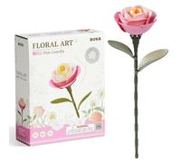 ROKR 3D Puzzle Flower Roses Camellia Flowers DIY Model Kits for Adults, Artificial Flower Bouquet BuIlding Set, Home Decoration Accessory, Artificial Plant Gifts (Pink Camellia)