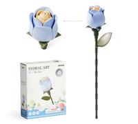ROKR 3D Puzzle Flower Roses Camellia Flowers DIY Model Kits for Adults, Artificial Flower Bouquet BuIlding Set, Home Decoration Accessory, Artificial Plant Gifts (Blue Rose)