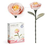 ROKR 3D Puzzle Flower Roses Camellia Flowers DIY Model Kits for Adults, Artificial Flower Bouquet BuIlding Set, Home Decoration Accessory, Artificial Plant Gifts (Light Pink Camellia)