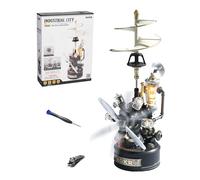 ROKR 3D Puzzle Plastic Metal Mechanical 3D Model Kits for Adults to Build, DIY Crafts Gifts, Industrial City (Retro Helicopter)