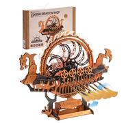 ROKR 3D Puzzle Wooden Ship Wooden Models Construction Kits Adults, Model Boat Gifts for Children and Adults, Creative Toy and Home Decoration, 229 Pieces, Viking Dragon Ship, LK802