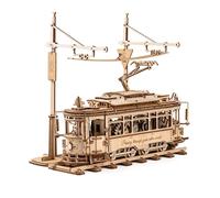 ROKR 3D Wooden Model Kits Age 14+ for Adults 3D Puzzle Car Model Kits to Build for Adults abd Children Mechanical Gear, Classic City Tram LK801