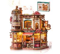ROKR 3D Wooden Puzzle Dream Coffee Factory DIY Music Box With LED Toy Xmas Gift