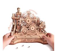 ROKR Gear Ball Challenge EGC01 3D Wooden Puzzle Marble Run Model Kits for Adults to Build Craft Kits DIY Pinball Machine Game Puzzle Gift for Men Women