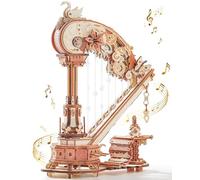 ROKR Magic Harp 3D Wooden Puzzle Music Box Mechanical Art Craft Kits AMK71 | Strings Move with the Melody Musical Model Kit Rococo-Inspired Vintage Home Decor Gift for Model Builders, Art Enthusiasts