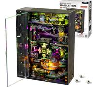 ROKR Marble Run 3D Plastic Puzzle Alchemy City for Adults | Sound activation light effects model kit to build cyberpunk steampunk gaming desk setup Parallel World
